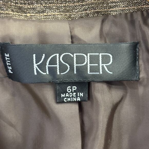 Kasper Petite Womens Corpcore Career Pin Striped 2 Pc Skirt Suit Size 6P Wedding - Picture 4 of 14